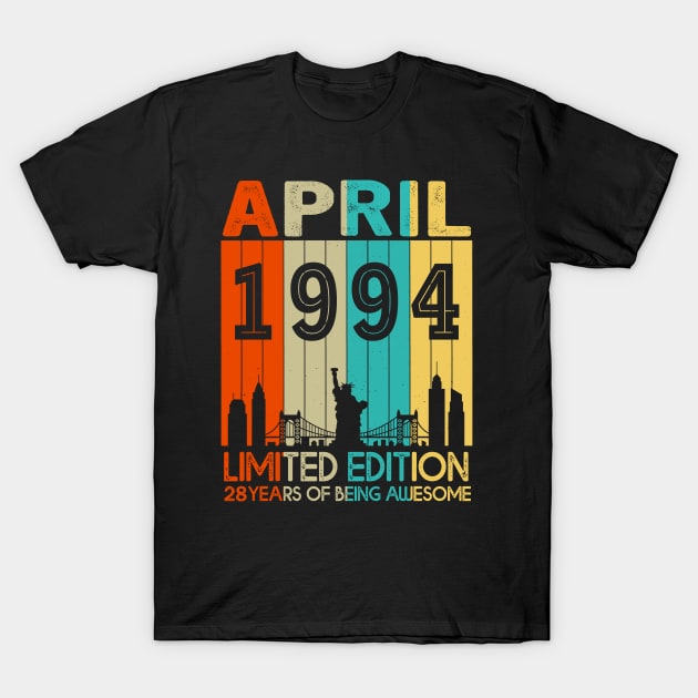 Vintage April 1994 Limited Edition 28 Years Of Being Awesome T-Shirt by sueannharley12